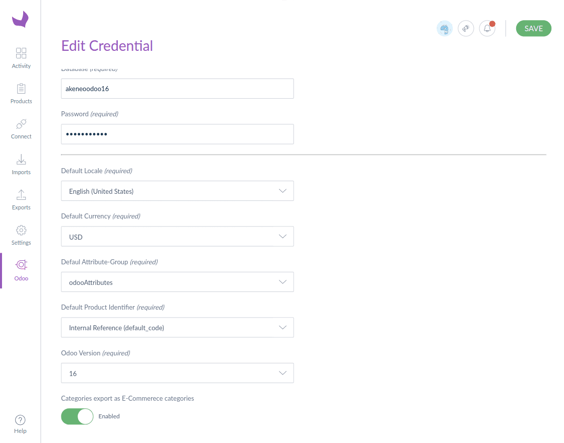 gallery picture : webkul-odoo-akeneo-connector-edit-credentials-3_0.png